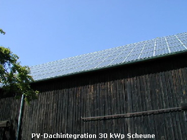 PV-Dachintegration 30 kWp Scheune